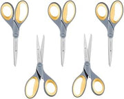 Westcott 13901 8" Straight Titanium Bonded Scissors, Grey/Yellow, (6 Scissors, Gray/Yellow)