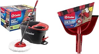 Bundle of O-Cedar EasyWring Microfiber Spin Mop + O-Cedar One Sweep Broom with Step-On Dustpan Bundle