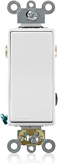 Leviton 20 Amp, 120/277 Volt, Decora Plus Rocker 3-Way AC Quiet Switch, Commercial Grade, Back and Side Wired, Self Grounding, 5623-W, White