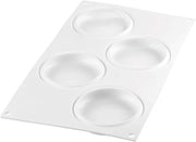 Silikomart "Kit Tarte Ring 100" Silicone Mold with 4 Cavities 3.94 Inch Diameter x 0.59 Inch High, Plus 4 Heat-Resistant Perforated Plastic Cutting Rings