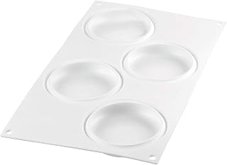 Silikomart "Kit Tarte Ring 100" Silicone Mold with 4 Cavities 3.94 Inch Diameter x 0.59 Inch High, Plus 4 Heat-Resistant Perforated Plastic Cutting Rings