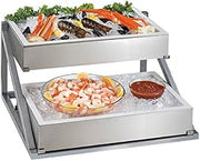 Two-Tier Angled Housing Display – 26.125W x 26D x 14.125H – Stainless Steel