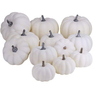 Besttoyhome Artificial Pumpkins, White Foam, Set of 12
