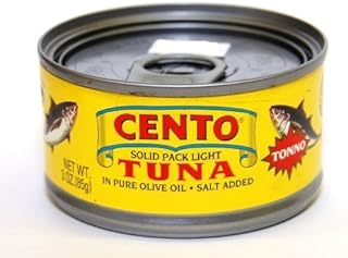 Italian Solid Light Tuna in Pure Olive Oil, (6) - 3 oz Cans by Cento