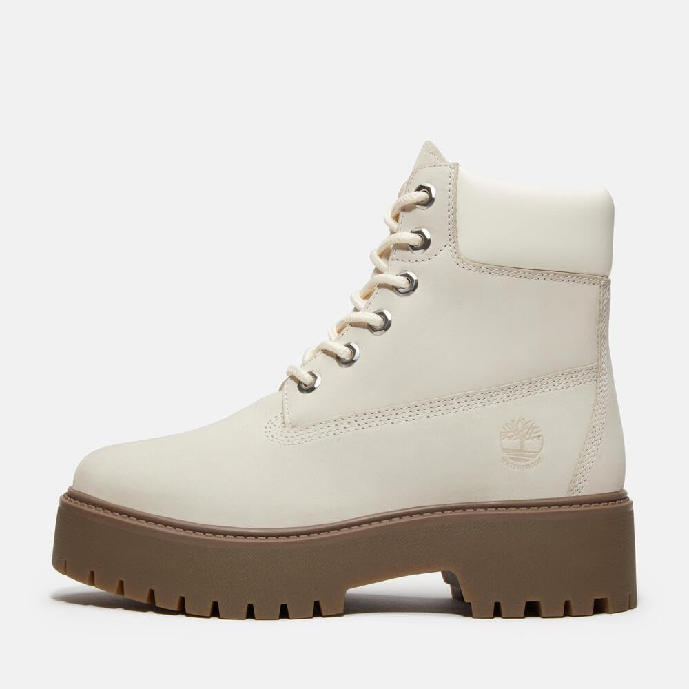 Women's Stone Street 6 Inch Lace Up Waterproof Boot by Timberland – 5.5, Leather, Natural Nubuck