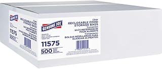 Genuine Joe Sandwich Recloseable Food Storage Bag, Zipper Seal Closure, 1.15 mil (29 Micron) Thickness, Clear, 500 Count