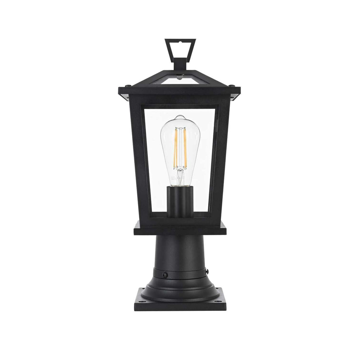 Cayman One Light Outdoor Post Mount Black by Lighting Design – Iron, Black, Model OD332P17BK