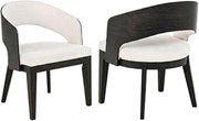 Furnifact Fabric-Upholstered Dining Arm Chair Set of 2, Upholstered Dining Chairs with Arms for Kitchen and Dining Room Chairs Set, Burnished Black/Cream