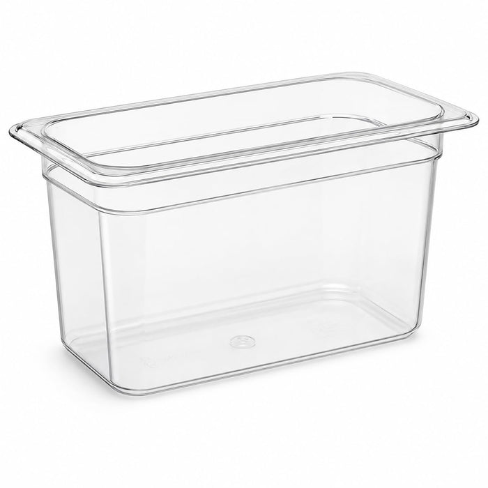 Glownary 1/3 Size Clear Polycarbonate Food Pan – 12.75 x 7 x 8 Inches, Rectangle, NSF Listed, Stackable, Dishwasher Safe, for Commercial Kitchen Storage and Prep