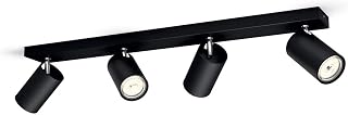 PHILIPS myLiving Kosipo 4x Ceiling Spotlights (4 x 5.5 W), Elegant Ceiling Light with 4 Flexible Spots, GU10 Light without Bulb, Black