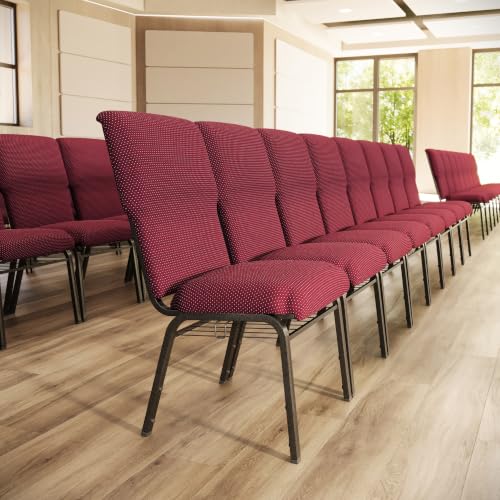 Flash Furniture Burgundy Pattern Fabric/Gold Vein Frame / Set of 1 / Classic Stacking Chairs
