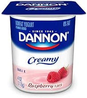Dannon Creamy Raspberry and Cherry Twin Pack Yogurt, 4 Ounce -- 48 per case.