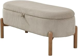 Lexicon Mavis Corduroy Lift Top Storage Bench in Taupe