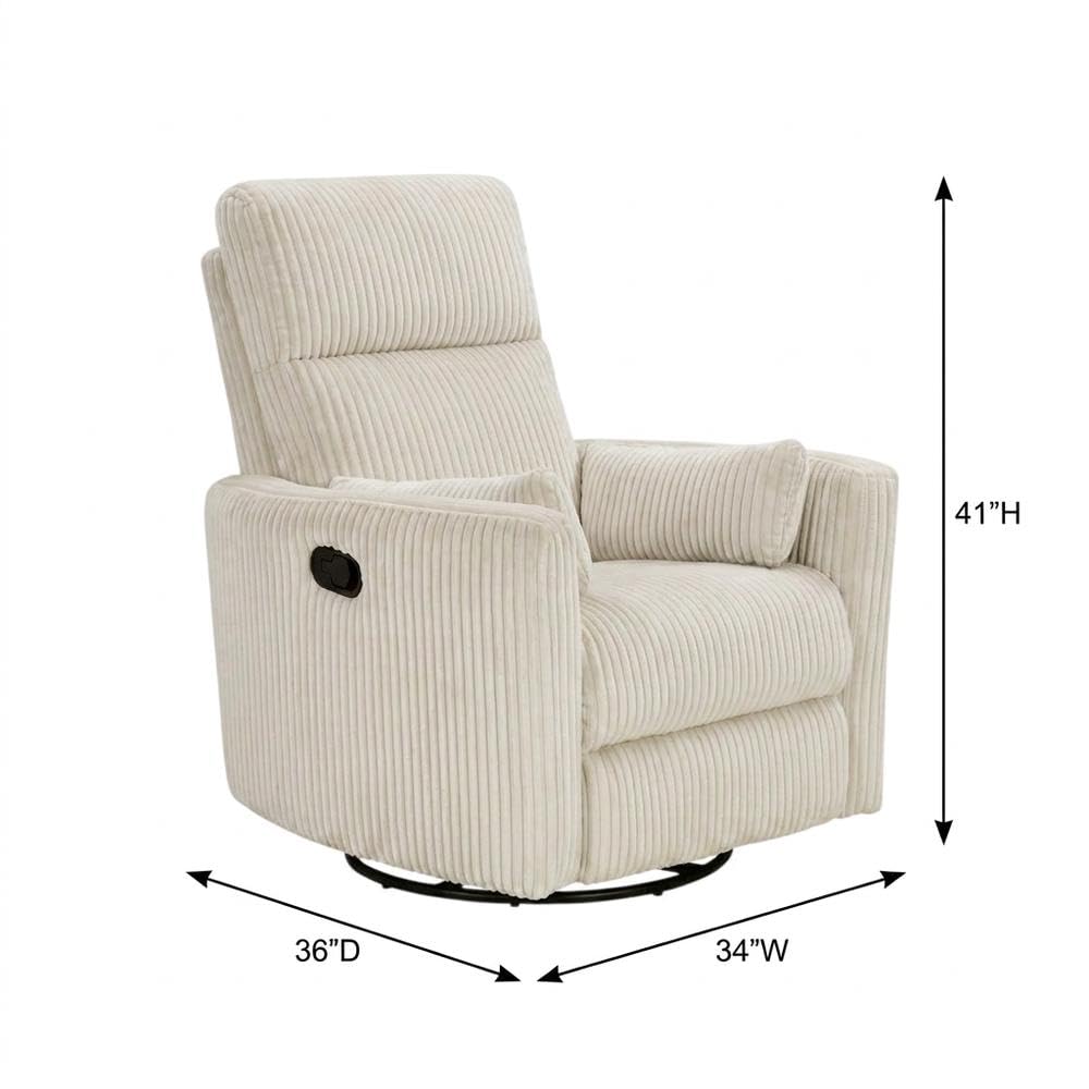 Corduroy Swivel Glider Recliner with 360-Degree Swivel by Starlight Canyon Home – Corduroy, Beige
