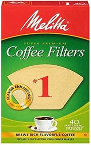 Melitta 620122 Size 1 Natural Brown Coffee Filters, 40 Count