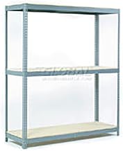 Global Industrial Wide Span Rack 60Wx24Dx96H, 3 Shelves Wood Deck 1200 Lb Cap. Per Level, Gray
