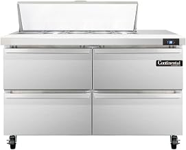 SW48-10C-D Sandwich Unit, 48" W, With 10 Pan Top Openings, 19" Cutting Board & Four Drawers