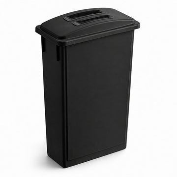 Glownary Slim Trash Can with Lid – 23 Gallon, Black, Heavy Duty Plastic, 20W x 11D x 33H inches