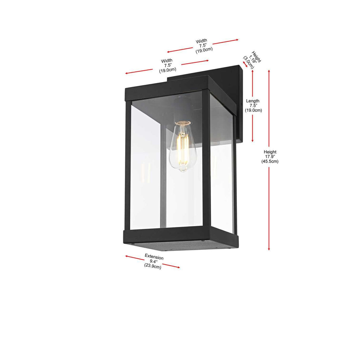 Peter One Light Outdoor Wall Sconce Black by Lighting Design – Iron, Black, Model OD413W18BK