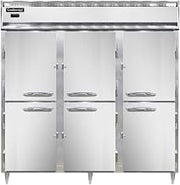 DL3W-SA-HD Designer Line Three Section Reach In Heated Cabinet, Stainless Exterior & Half-Height Doors