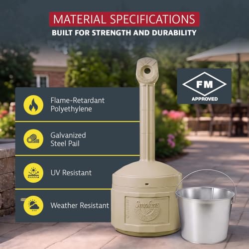 Justrite Adobe Beige / 4 Gallon / Cease-Fire Smoking Receptacles