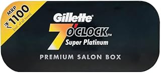 Gillette 100 7 O'clock Super Platinum Double Edge Safety Razor Blades (20x5) - AKA 7'Oclock Black - Premium Blades on Display Card