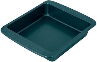 Chicago Metallic Everyday Nonstick 9 Inch Square Cake Pan, Carbon Steel Brownie Pan with Silicone Coating, Emerald Green, Oven Safe to 450F