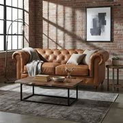Starlight Canyon Home Leather-Upholstered Loveseat with Chesterfield Tufting, Leather Couch Sofa Vintage Chesterfield Love Seat Couch, Light Brown - image 3