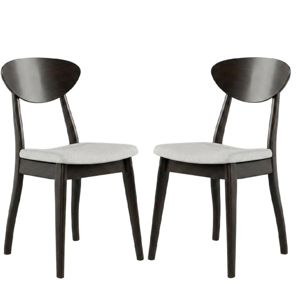Black Wenge Solid Wood Dining Side Chair Set of by Starlight Canyon Home – Full Solid Rubberwood, Fabric, Black, Pack of 2