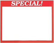 HUBERT "Special" Grid Sign Cards White with Red Border - 5 1/2"L x 3 1/2"H, 100 per Pack