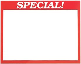 HUBERT "Special" Grid Sign Cards White with Red Border - 5 1/2"L x 3 1/2"H, 100 per Pack