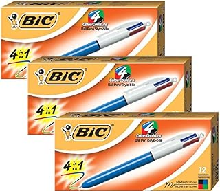 BIC 4-Color Ballpoint Retractable Pen, Assorted Ink, Medium 3DOZEN (MM11)