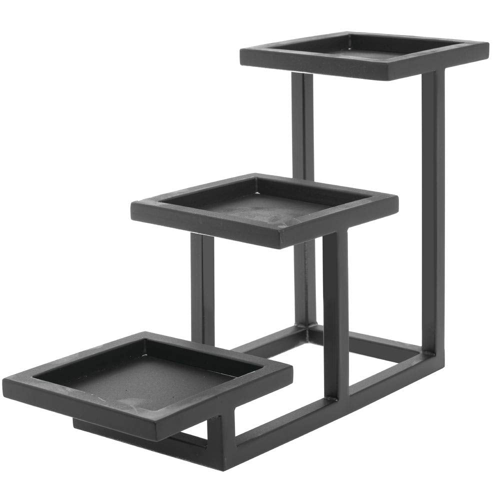 2 Tier Cube Display for Condiments by HUBERT – 5"l X 14 2/5"w X 9"h, Metal, Black, Model 60284