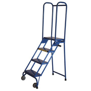 4 Step Modified Lock-N-Stock Folding Ladder by Ballymore – 35"L x 24"W x 15"H, Alloy Steel, Blue, Model LS42410