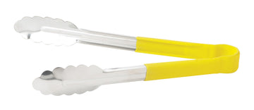 Tongs by Winco – 9-Inch, Stainless Steel, Yellow, Model UTPH-9Y