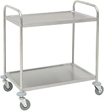 HUBERT Trolley Cart Stainless Steel 2 -Shelf - 31 9/10" L x 17 9/10" W x 33 5/8" H
