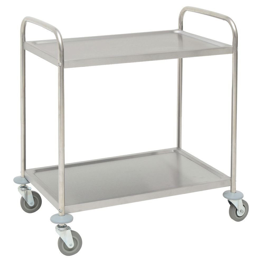 Trolley Cart Stainless Steel 2 -Shelf - 31 9/10" L x 17 9/10" W x 33 5/8" H by HUBERT – Stainless Steel, Model T10020