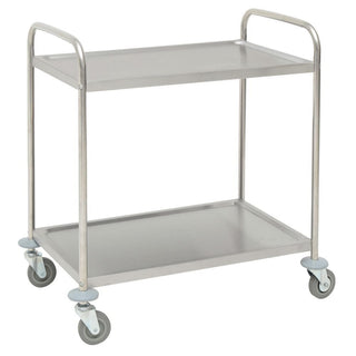 Trolley Cart Stainless Steel 2 -Shelf - 31 9/10" L x 17 9/10" W x 33 5/8" H by HUBERT – Stainless Steel, Model T10020