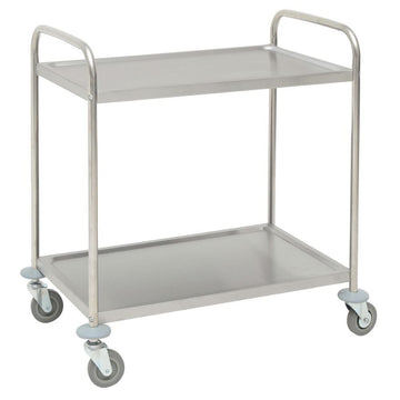 Trolley Cart Stainless Steel 2 -Shelf - 31 9/10" L x 17 9/10" W x 33 5/8" H by HUBERT – Stainless Steel, Model T10020