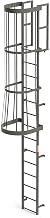 EGA FC14 Steel Fixed Cage Ladder, 14 Step, Gray