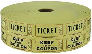 Yellow 2-part Raffle Tickets 2000/roll by Carnival King