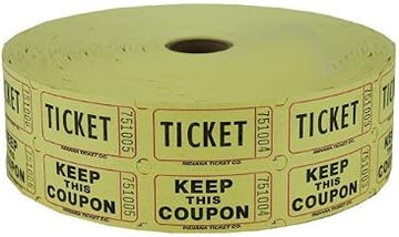Yellow 2-part Raffle Tickets 2000/roll by Carnival King