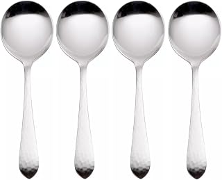 Reed & Barton Hammered Antique 18/10 Stainless Round Soup Spoon (Set of Four)