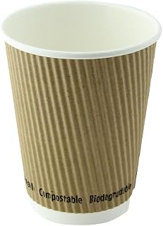 PacknWood 210GCRWB12BG 4.4 x 3.5 in. Kraft Rippled Wall Cup Without Plastic - 12 oz - 500 Piece