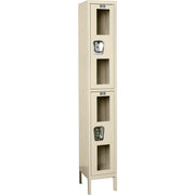 Global Industrial 2-Tier 2 Door Clear View Locker by Hallowell – Stainless Steel, Tan, Model USV1258-2PT-GL