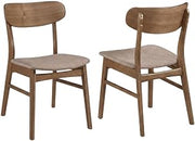 Furnifact Mid-Century Modern Wooden Dining Side Chairs Set of 2, Upholstered Armless Kitchen Chairs for Dining Table, Walnut