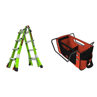 17ft Multi-Position Fiberglass Ladder, 300 lbs Weight Rating, Cargo Hold Tool Pouch by Little Giant – 17 Ft., Green, Model Dark Horse 2.0