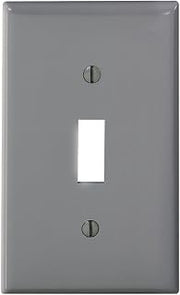 Leviton 1-Gang Toggle Device Switch Wallplate, Standard Size, Thermoplastic Nylon, Device Mount, 80701-GY, Gray