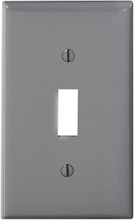 Leviton 1-Gang Toggle Device Switch Wallplate, Standard Size, Thermoplastic Nylon, Device Mount, 80701-GY, Gray