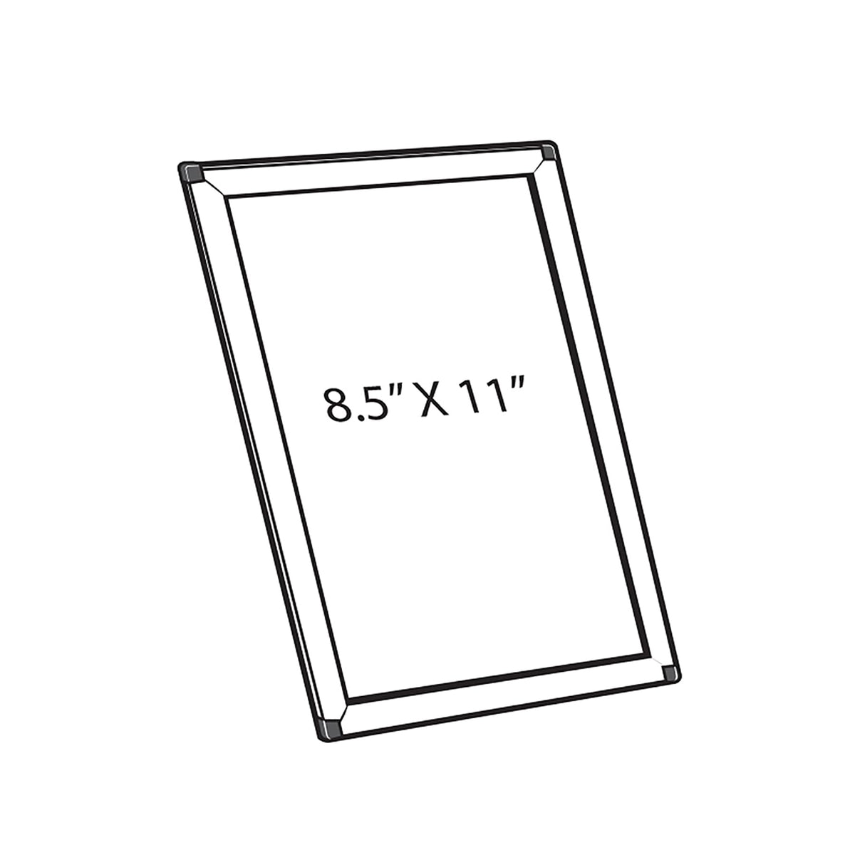 Azar Displays 8.5 in W x 11 in H Vertical/ Horizontal Snap Frame for Counter & Wall / silver / Minimalist Store Sign Holders